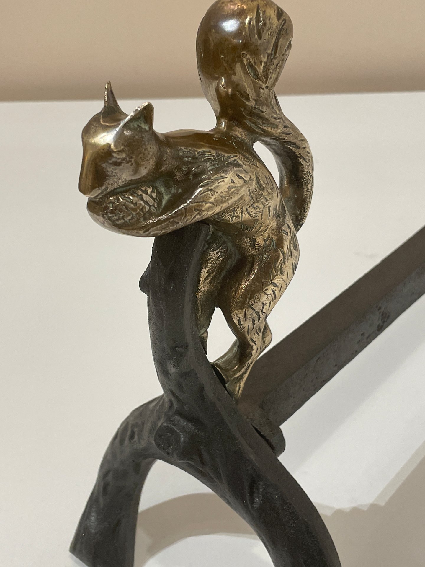 Paire de chenets écureuils en bronze