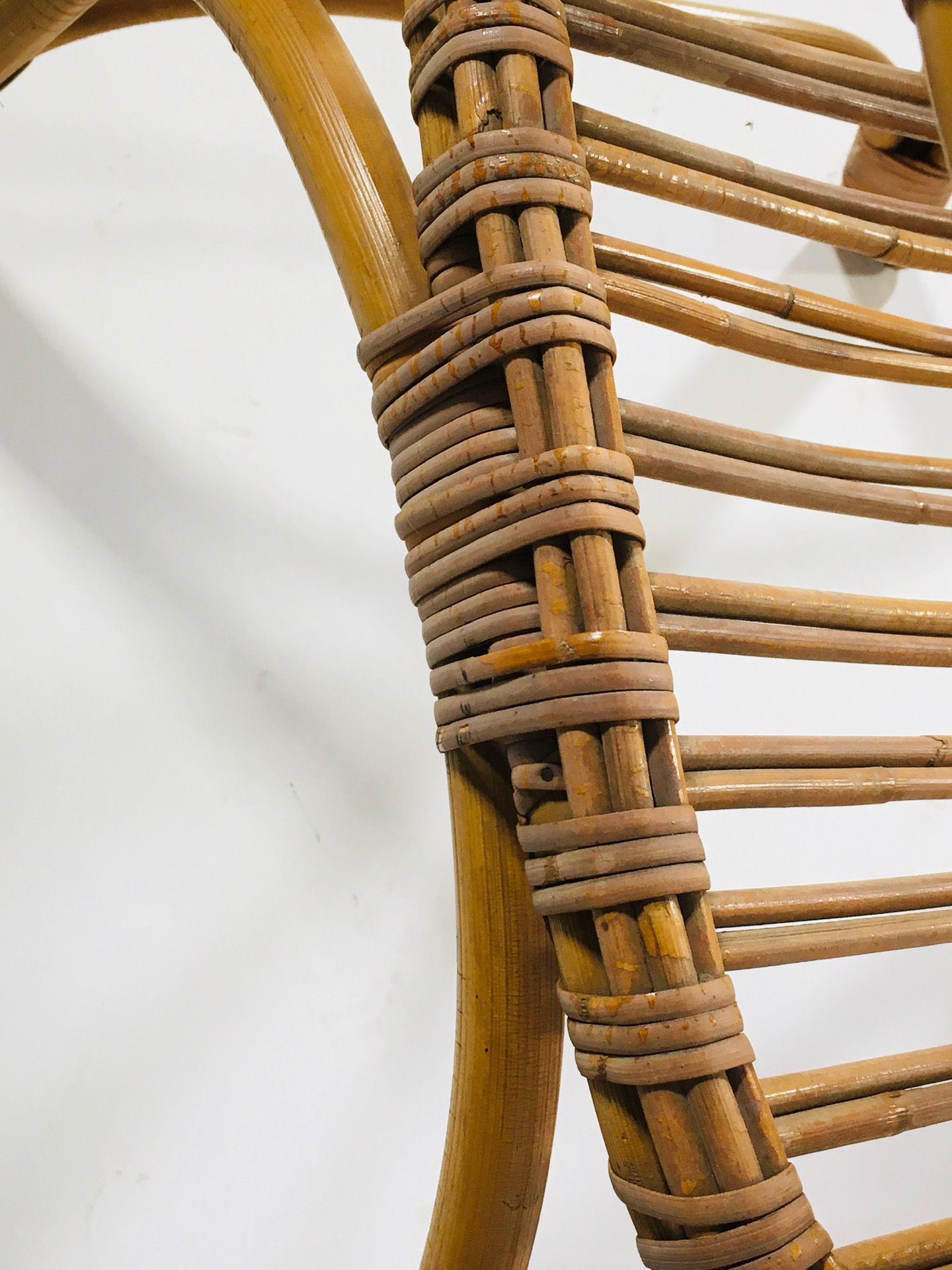 Série de 3 fauteuils en bambou et rotin